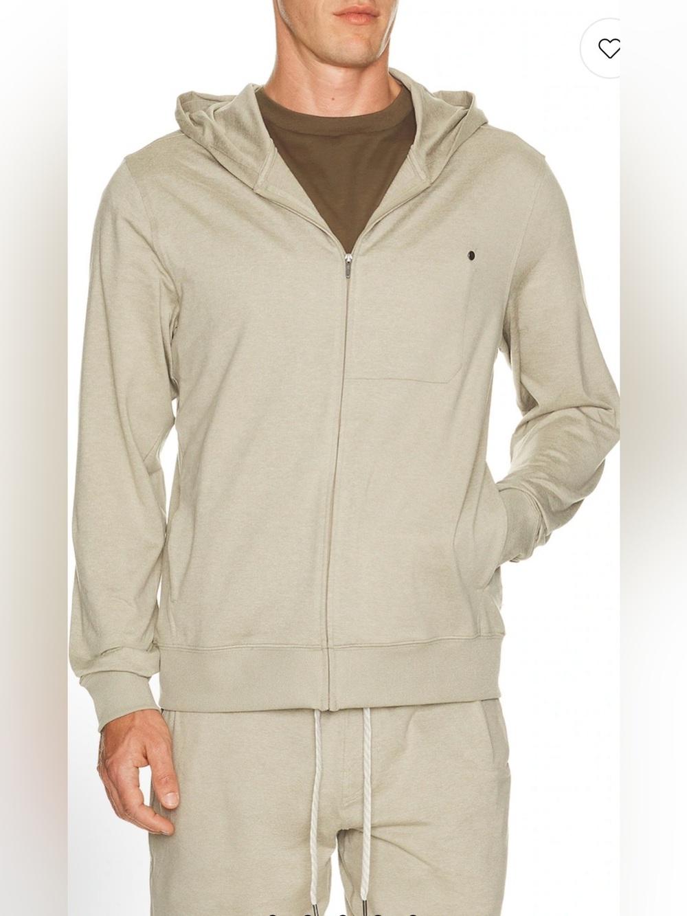 Vuori Men's Zip-Up Hoodie in Light Beige